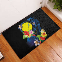 Palau Independence Day Rubber Doormat Melanesian Tattoo with Hibiscus LT03 - Polynesian Pride