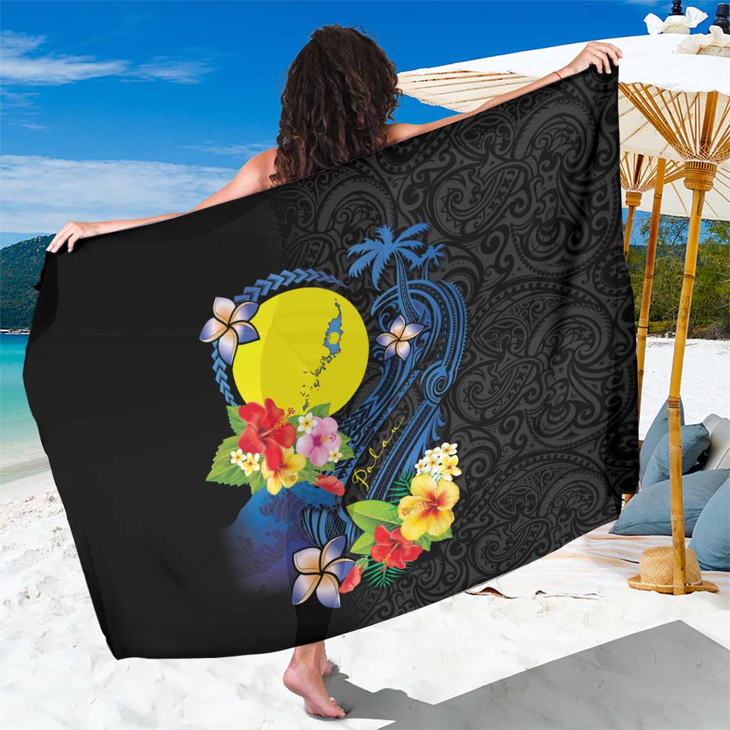 Palau Independence Day Sarong Melanesian Tattoo with Hibiscus LT03 One Size 44 x 66 inches - Polynesian Pride