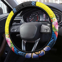 Palau Independence Day Steering Wheel Cover Melanesian Tattoo with Hibiscus LT03 - Polynesian Pride