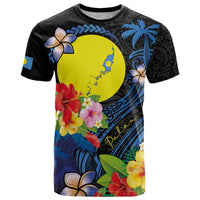 Palau Independence Day T Shirt Melanesian Tattoo with Hibiscus LT03 Kid - Polynesian Pride