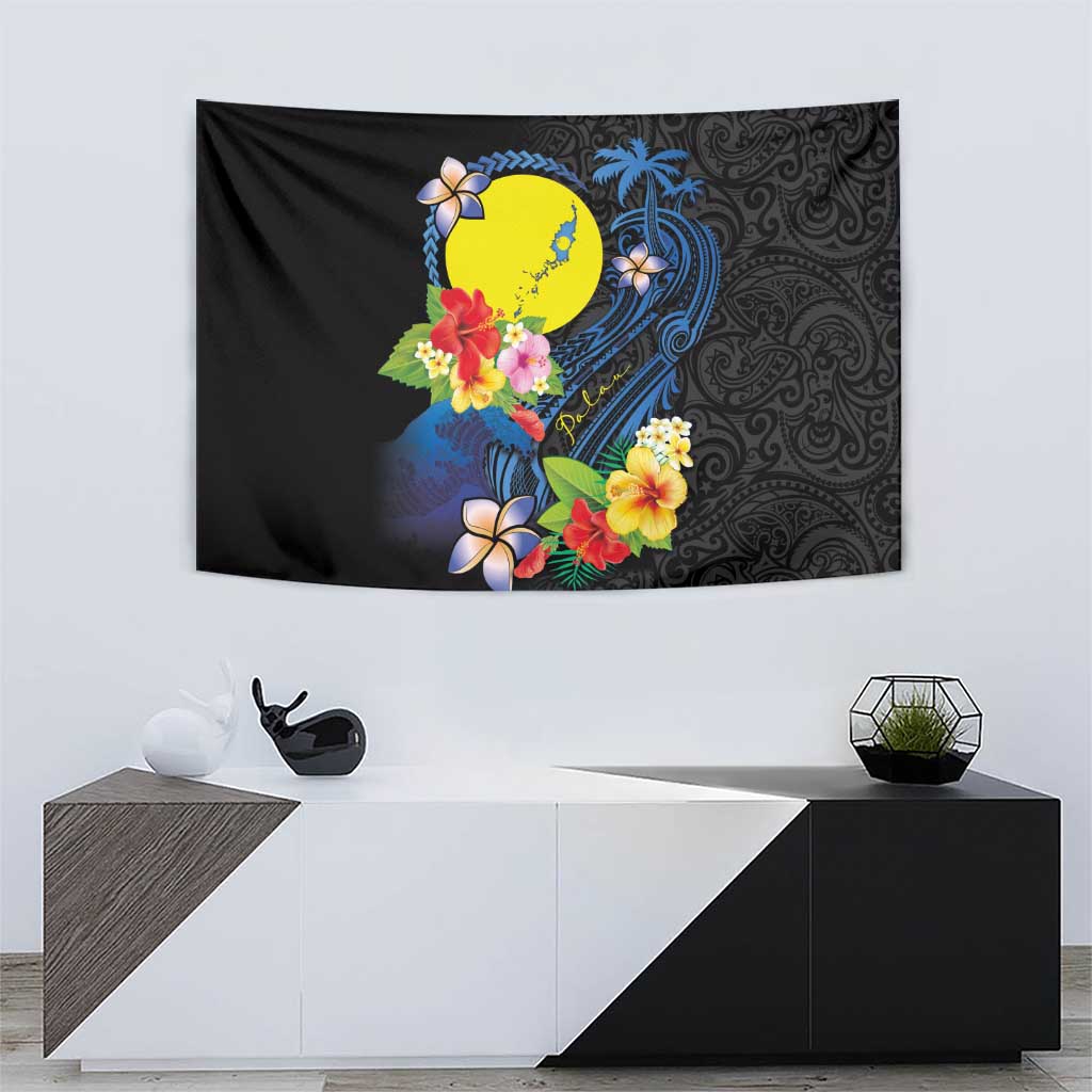 Palau Independence Day Tapestry Melanesian Tattoo with Hibiscus LT03 - Polynesian Pride