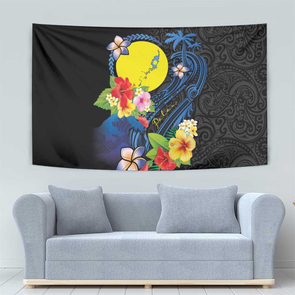 Palau Independence Day Tapestry Melanesian Tattoo with Hibiscus LT03 - Polynesian Pride