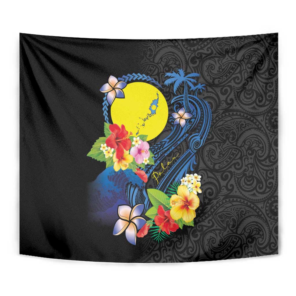 Palau Independence Day Tapestry Melanesian Tattoo with Hibiscus LT03 - Polynesian Pride