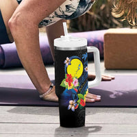 Palau Independence Day Tumbler With Handle Melanesian Tattoo with Hibiscus LT03 - Polynesian Pride