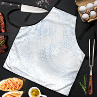 Hawaiian Turtles and Leis Apron Tribal Kakau Pattern Airy White Blue Cloud Vibe LT03 White - Polynesian Pride