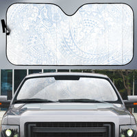 Hawaiian Turtles and Leis Auto Sun Shade Tribal Kakau Pattern Airy White Blue Cloud Vibe LT03 White - Polynesian Pride