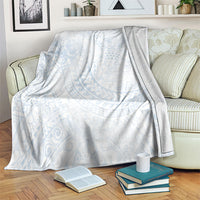 Hawaiian Turtles and Leis Blanket Tribal Kakau Pattern Airy White Blue Cloud Vibe LT03 White - Polynesian Pride