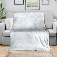 Hawaiian Turtles and Leis Blanket Tribal Kakau Pattern Airy White Blue Cloud Vibe LT03 - Polynesian Pride