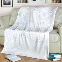 Hawaiian Turtles and Leis Blanket Tribal Kakau Pattern Airy White Blue Cloud Vibe LT03 - Polynesian Pride