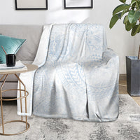 Hawaiian Turtles and Leis Blanket Tribal Kakau Pattern Airy White Blue Cloud Vibe LT03 - Polynesian Pride