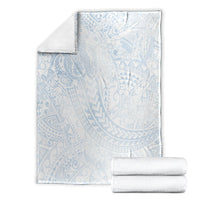 Hawaiian Turtles and Leis Blanket Tribal Kakau Pattern Airy White Blue Cloud Vibe LT03 - Polynesian Pride