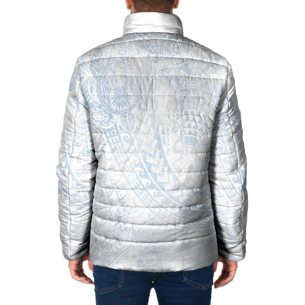 Hawaiian Turtles and Leis Padded Jacket Tribal Kakau Pattern Airy White Blue Cloud Vibe LT03 - Polynesian Pride
