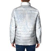 Hawaiian Turtles and Leis Padded Jacket Tribal Kakau Pattern Airy White Blue Cloud Vibe LT03 - Polynesian Pride