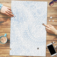 Hawaiian Turtles and Leis Puzzle Tribal Kakau Pattern Airy White Blue Cloud Vibe LT03 White - Polynesian Pride