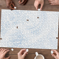 Hawaiian Turtles and Leis Puzzle Tribal Kakau Pattern Airy White Blue Cloud Vibe LT03 - Polynesian Pride