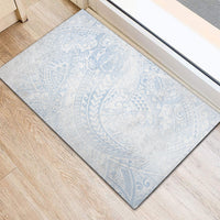 Hawaiian Turtles and Leis Rubber Doormat Tribal Kakau Pattern Airy White Blue Cloud Vibe LT03 - Polynesian Pride