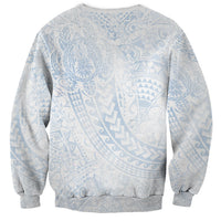 Hawaiian Turtles and Leis Sweatshirt Tribal Kakau Pattern Airy White Blue Cloud Vibe LT03 - Polynesian Pride