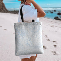 Hawaiian Turtles and Leis Tote Bag Tribal Kakau Pattern Airy White Blue Cloud Vibe LT03 - Polynesian Pride
