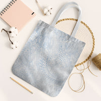 Hawaiian Turtles and Leis Tote Bag Tribal Kakau Pattern Airy White Blue Cloud Vibe LT03 White Strap One Size White - Polynesian Pride