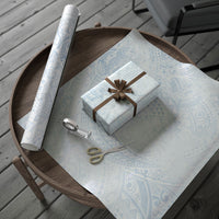 Hawaiian Turtles and Leis Wrapping Paper Tribal Kakau Pattern Airy White Blue Cloud Vibe LT03 - Polynesian Pride
