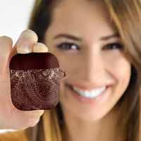 Hawaiian Turtles and Leis AirPods Case Tribal Kakau Pattern Mocha Mousse Color LT03 - Polynesian Pride