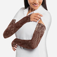 Hawaiian Turtles and Leis Arm Sleeves Tribal Kakau Pattern Mocha Mousse Color LT03 - Polynesian Pride