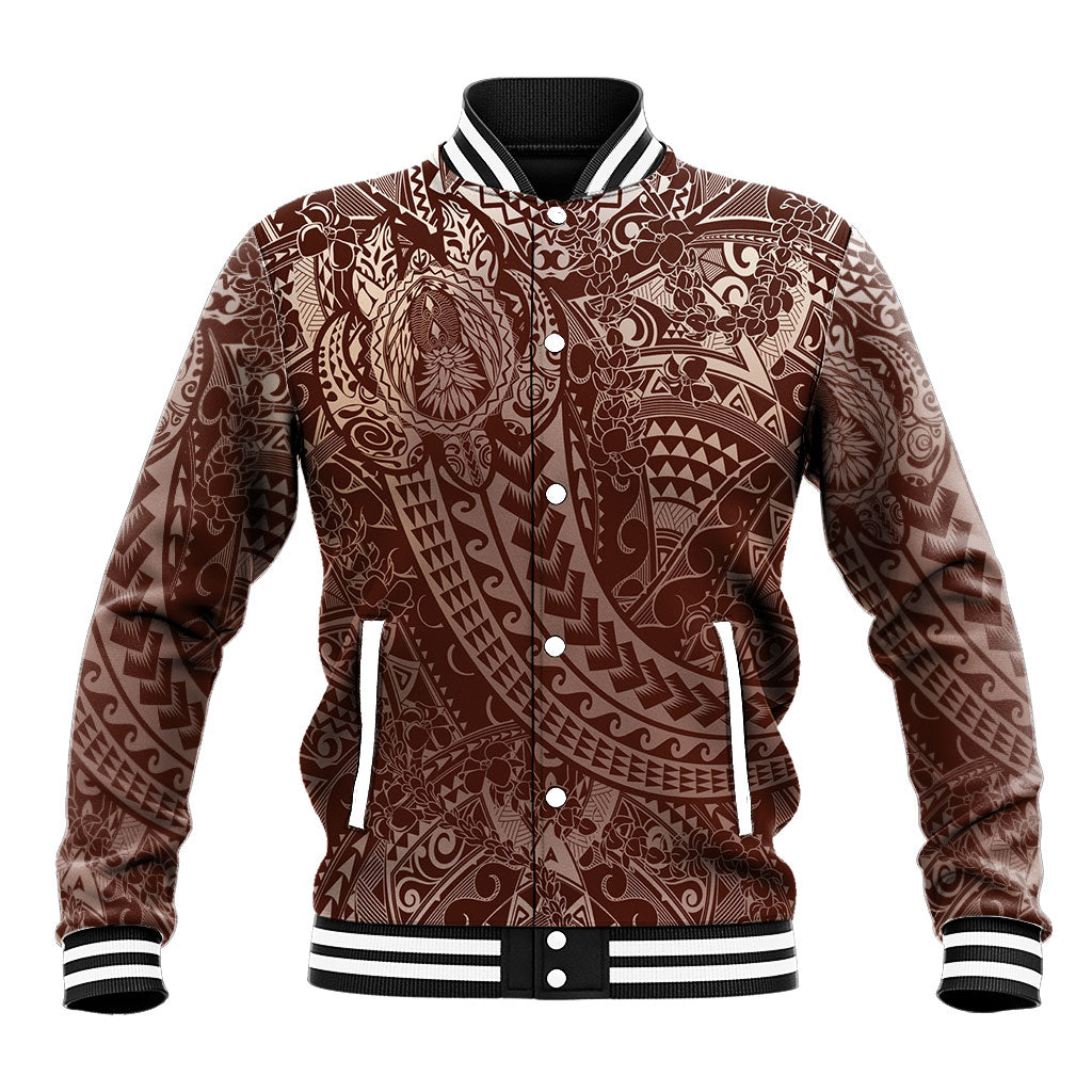 Hawaiian Turtles and Leis Baseball Jacket Tribal Kakau Pattern Mocha Mousse Color LT03 Unisex Mocha Mousse - Polynesian Pride