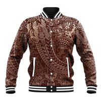 Hawaiian Turtles and Leis Baseball Jacket Tribal Kakau Pattern Mocha Mousse Color LT03 Unisex Mocha Mousse - Polynesian Pride