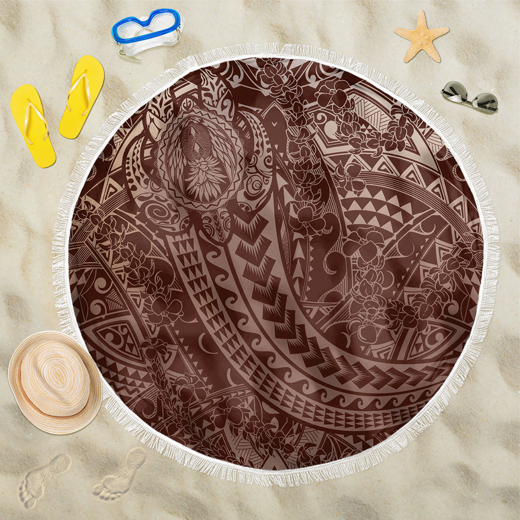 Hawaiian Turtles and Leis Beach Blanket Tribal Kakau Pattern Mocha Mousse Color LT03 One Size 150cm Mocha Mousse - Polynesian Pride