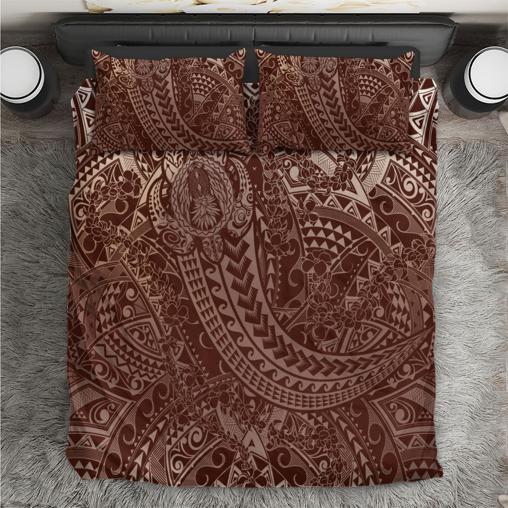 Hawaiian Turtles and Leis Bedding Set Tribal Kakau Pattern Mocha Mousse Color LT03 Mocha Mousse - Polynesian Pride