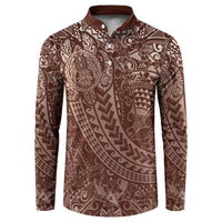 Hawaiian Turtles and Leis Button Sweatshirt Tribal Kakau Pattern Mocha Mousse Color LT03 Mocha Mousse - Polynesian Pride