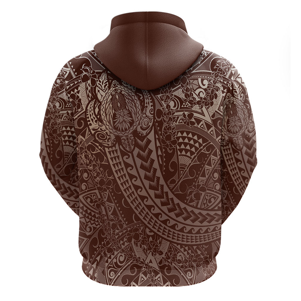 Hawaiian Turtles and Leis Hoodie Tribal Kakau Pattern Mocha Mousse Color LT03 - Polynesian Pride