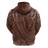 Hawaiian Turtles and Leis Hoodie Tribal Kakau Pattern Mocha Mousse Color LT03 - Polynesian Pride