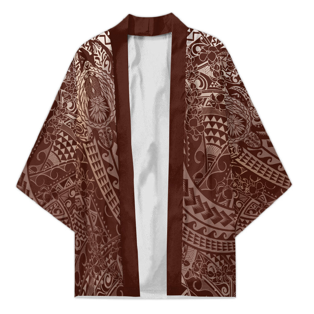 Hawaiian Turtles and Leis Kimono Tribal Kakau Pattern Mocha Mousse Color LT03 Unisex Mocha Mousse - Polynesian Pride