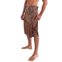 Hawaiian Turtles and Leis Lavalava Tribal Kakau Pattern Mocha Mousse Color LT03 - Polynesian Pride