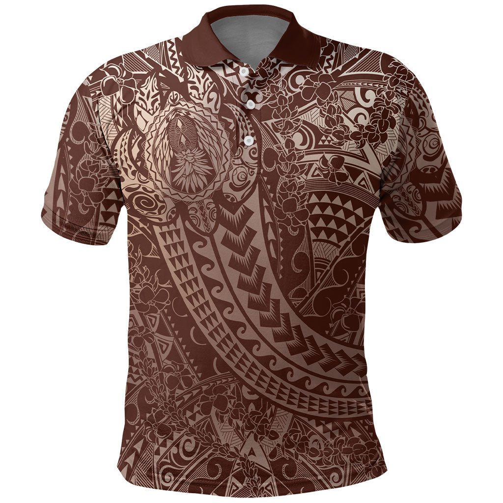 Hawaiian Turtles and Leis Polo Shirt Tribal Kakau Pattern Mocha Mousse Color LT03 Mocha Mousse - Polynesian Pride