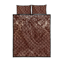 Hawaiian Turtles and Leis Quilt Bed Set Tribal Kakau Pattern Mocha Mousse Color LT03 - Polynesian Pride
