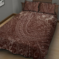 Hawaiian Turtles and Leis Quilt Bed Set Tribal Kakau Pattern Mocha Mousse Color LT03 - Polynesian Pride