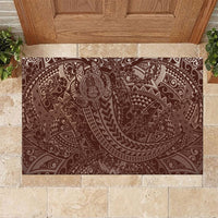 Hawaiian Turtles and Leis Rubber Doormat Tribal Kakau Pattern Mocha Mousse Color LT03 Mocha Mousse - Polynesian Pride