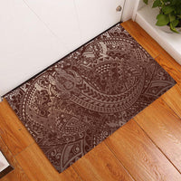 Hawaiian Turtles and Leis Rubber Doormat Tribal Kakau Pattern Mocha Mousse Color LT03 - Polynesian Pride