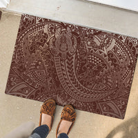 Hawaiian Turtles and Leis Rubber Doormat Tribal Kakau Pattern Mocha Mousse Color LT03 - Polynesian Pride