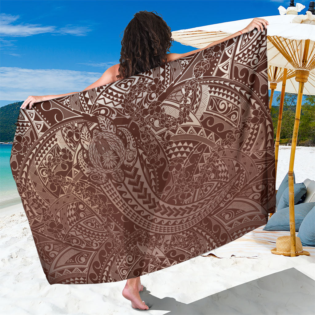 Hawaiian Turtles and Leis Sarong Tribal Kakau Pattern Mocha Mousse Color LT03 One Size 44 x 66 inches Mocha Mousse - Polynesian Pride