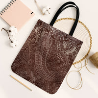 Hawaiian Turtles and Leis Tote Bag Tribal Kakau Pattern Mocha Mousse Color LT03 Black Strap One Size Mocha Mousse - Polynesian Pride