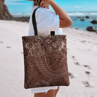 Hawaiian Turtles and Leis Tote Bag Tribal Kakau Pattern Mocha Mousse Color LT03 - Polynesian Pride