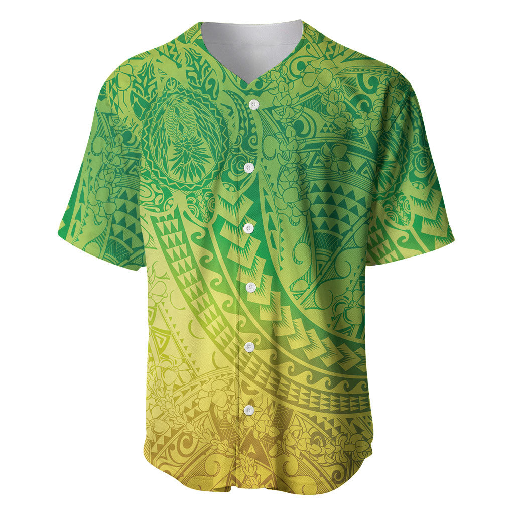 Hawaiian Turtles and Leis Baseball Jersey Tribal Kakau Pattern Fresh Summer Vibe LT03 Green - Polynesian Pride