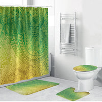 Hawaiian Turtles and Leis Bathroom Set Tribal Kakau Pattern Fresh Summer Vibe LT03 Bathroom Set (4 pcs) Green - Polynesian Pride