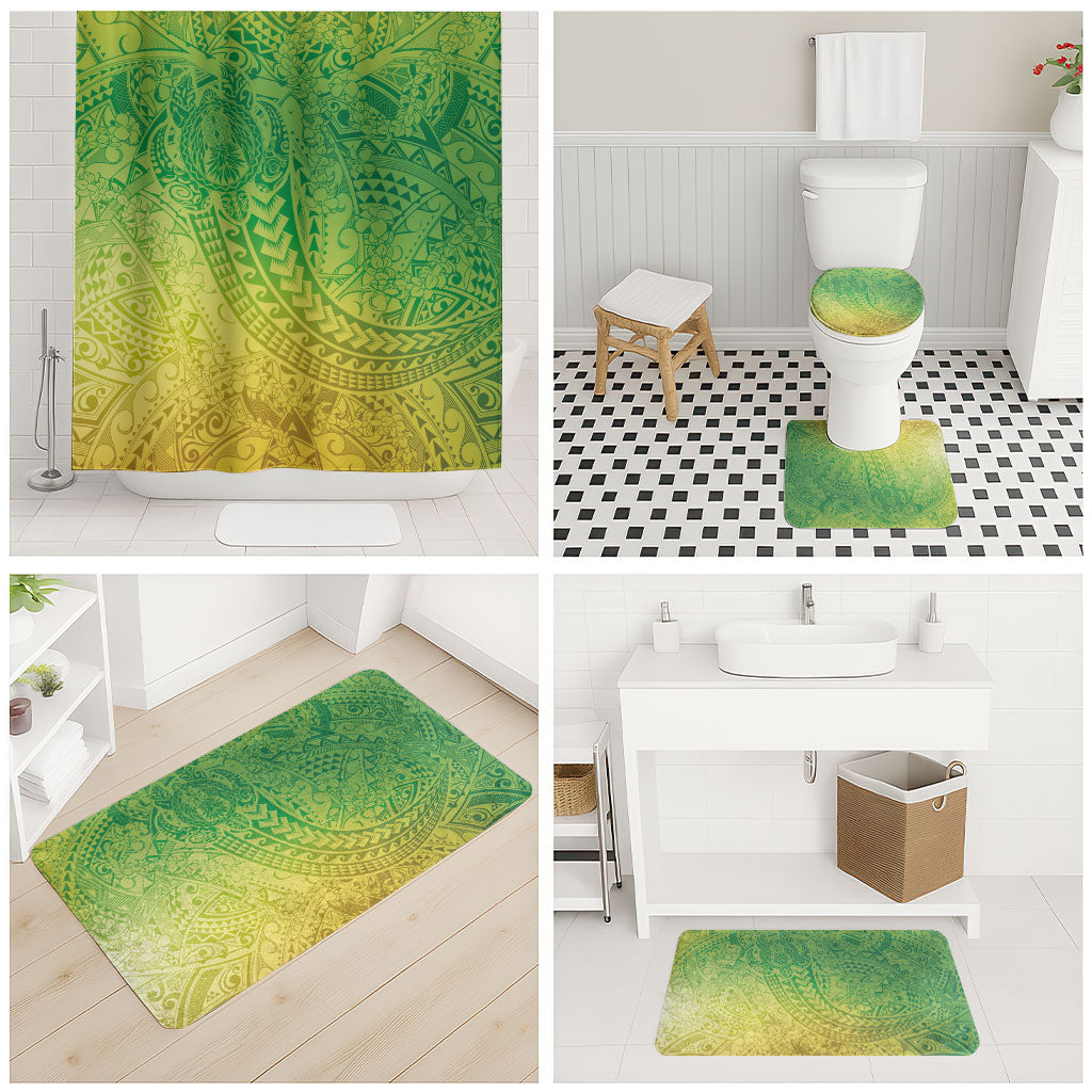 Hawaiian Turtles and Leis Bathroom Set Tribal Kakau Pattern Fresh Summer Vibe LT03 - Polynesian Pride