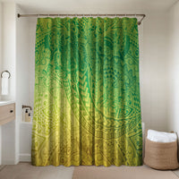 Hawaiian Turtles and Leis Bathroom Set Tribal Kakau Pattern Fresh Summer Vibe LT03 Shower Curtain Only Green - Polynesian Pride