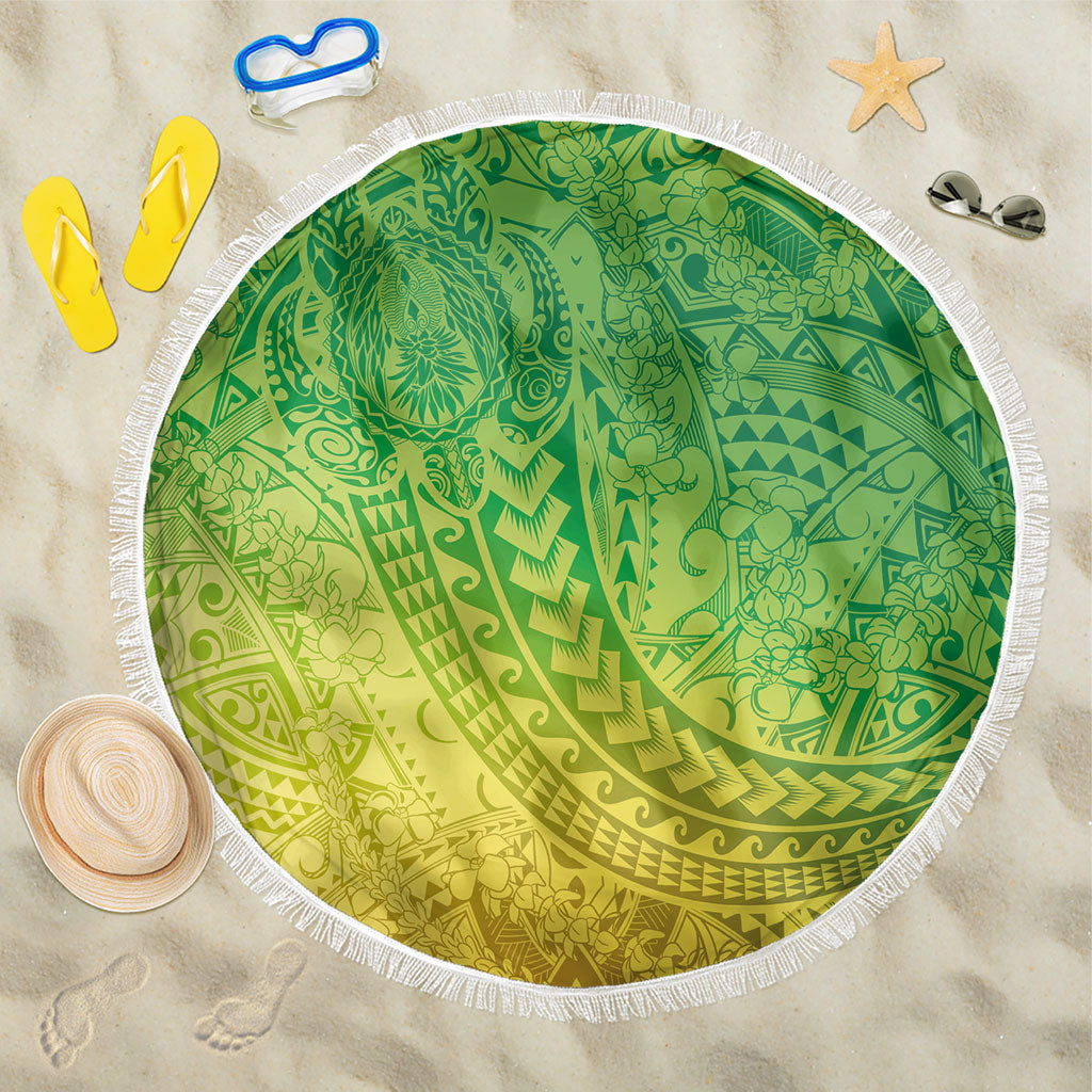 Hawaiian Turtles and Leis Beach Blanket Tribal Kakau Pattern Fresh Summer Vibe LT03 One Size 150cm Green - Polynesian Pride
