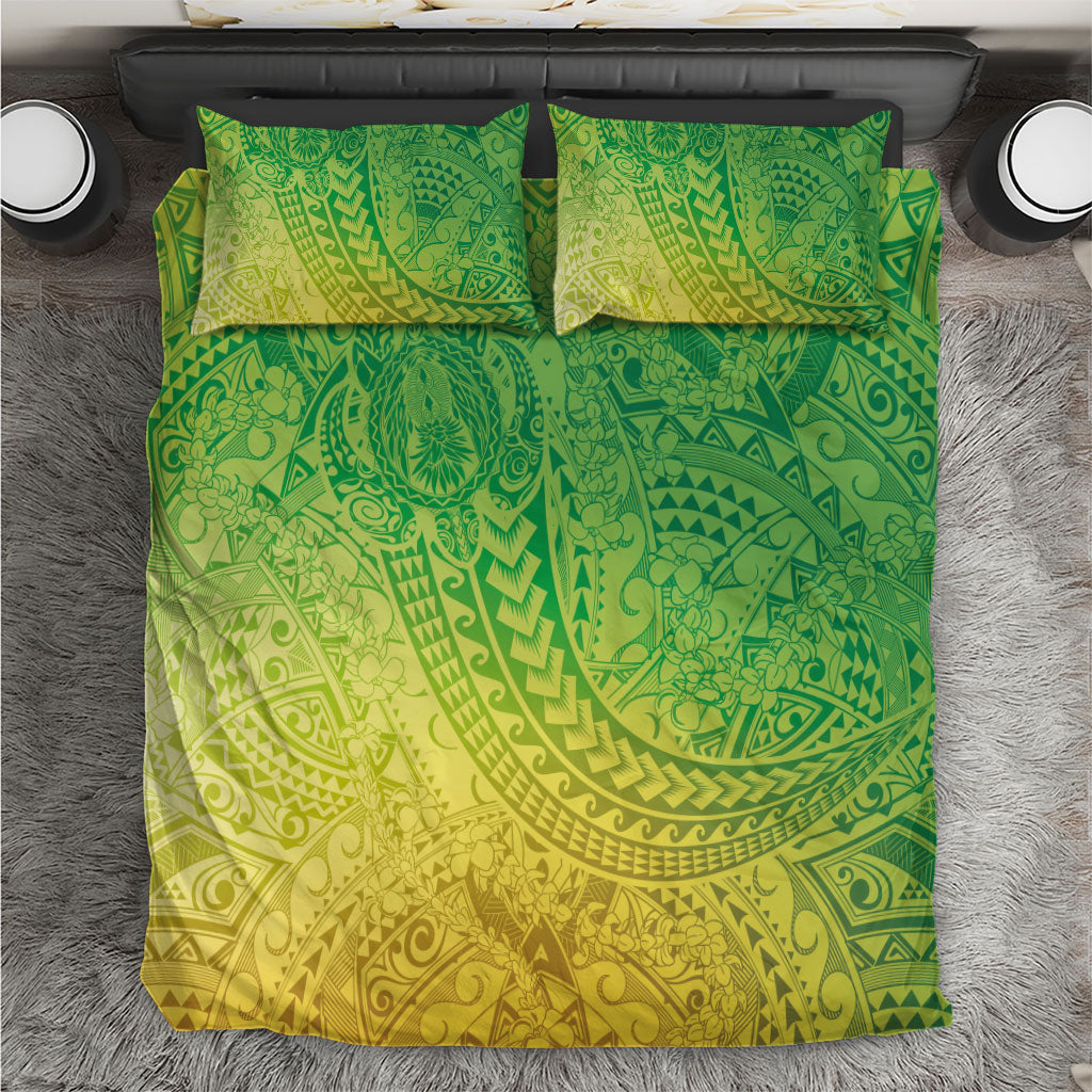 Hawaiian Turtles and Leis Bedding Set Tribal Kakau Pattern Fresh Summer Vibe LT03 Green - Polynesian Pride